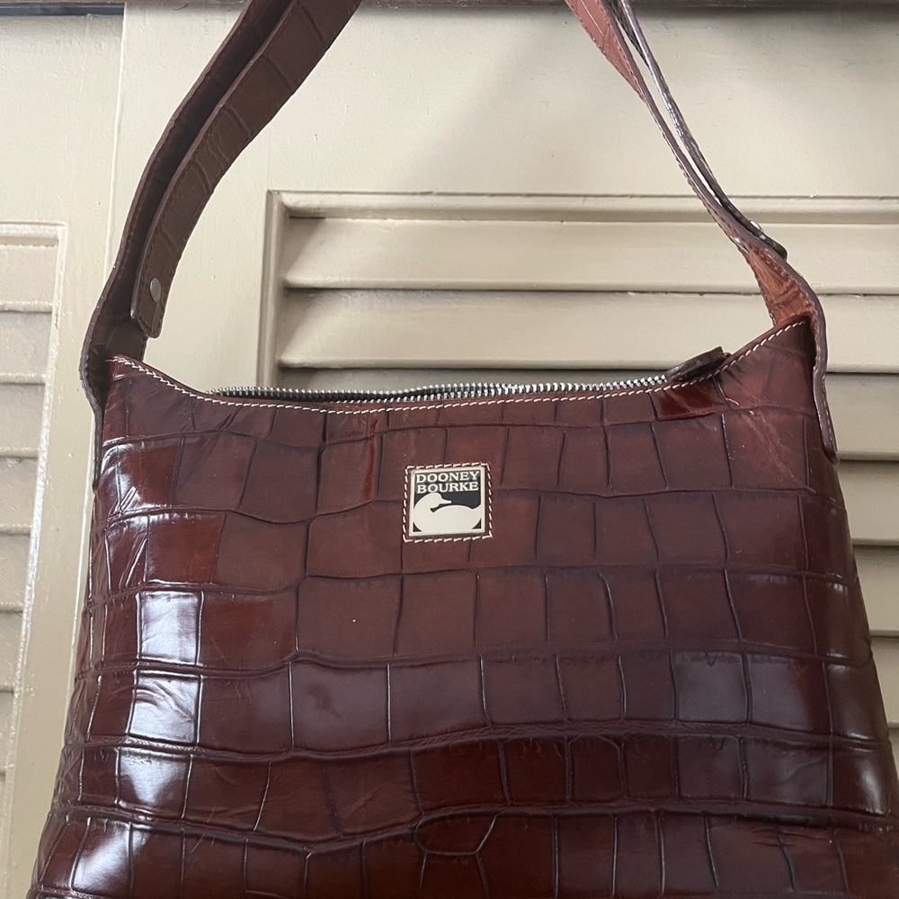Dooney & Bourke Rich Brown Croc-Embossed Shoulder Bag